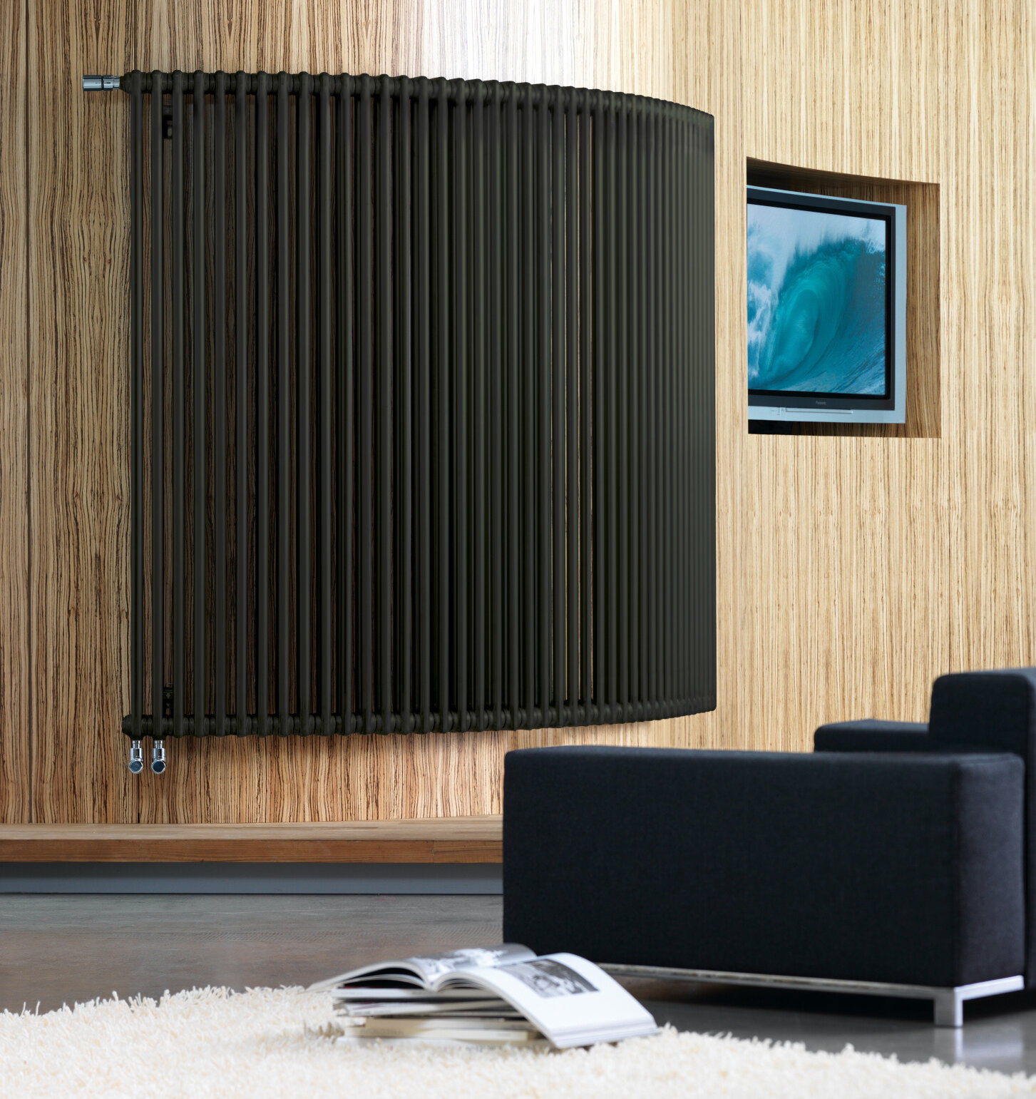 Zehnder_RAD_Charleston-HY_connection_bottom_left_thermostat_bended_Umbragrey_living_print+web Rendering Zehnder Test Decorative radiator Front view