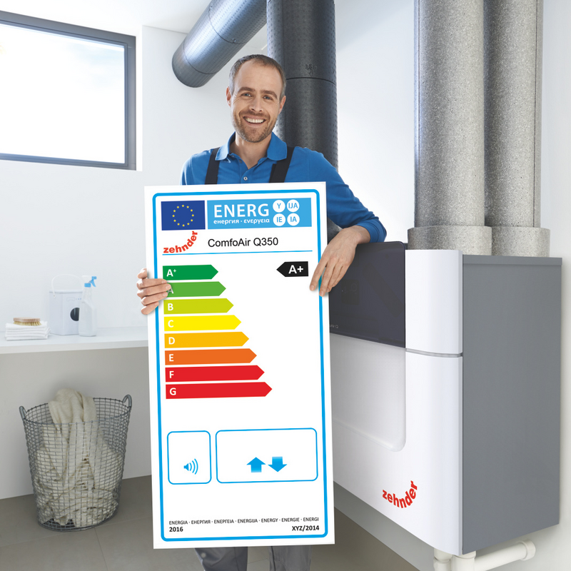 Composing Zehnder ComfoAir Q350 ST Comfortable indoor ventilation Side view