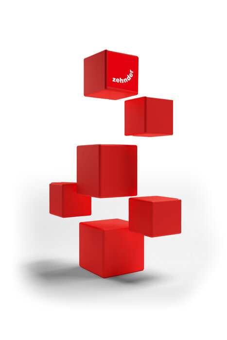 Les cubes de la marque Zehnder Academy, symboles des connaissances et des compétences professionnelles