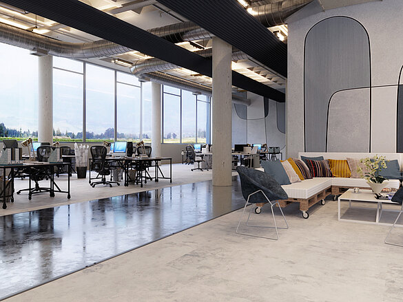 Large open-plan office, Modern, RHC, Urban