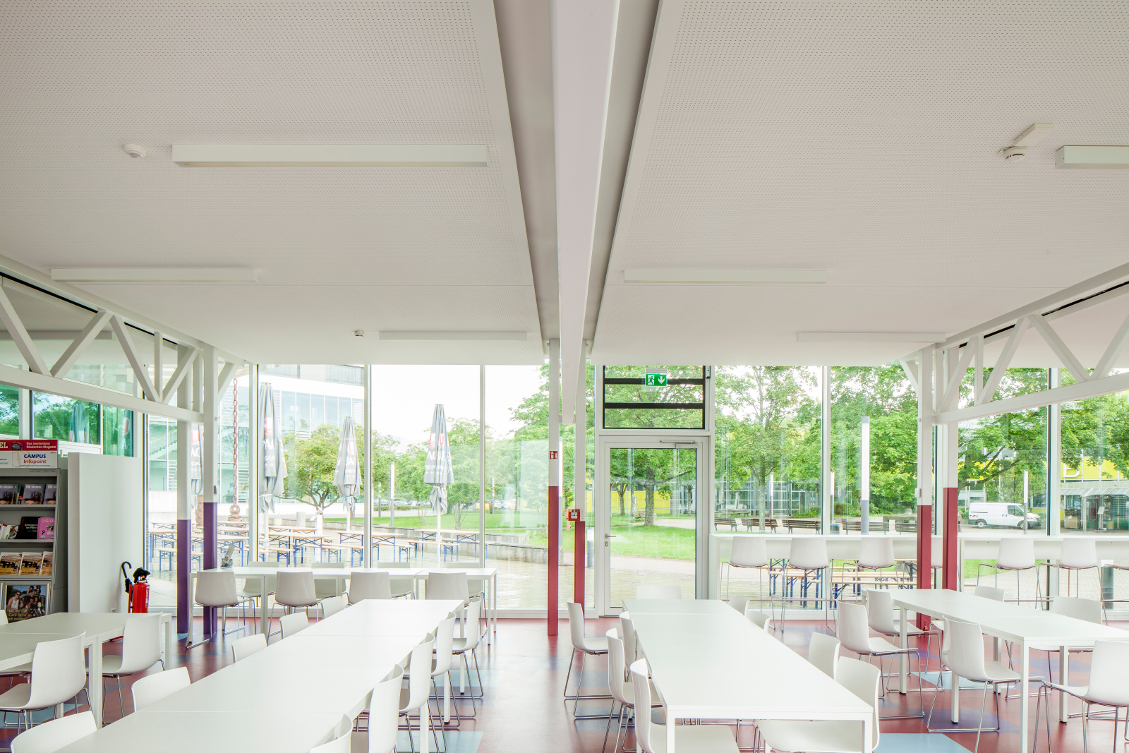 Hochschule Offenburg, FH Offenburg, Mensa, PAM, closed ceiling, plasterboard ceiling, perforated design, reference project, Objektreportage, Deutschland